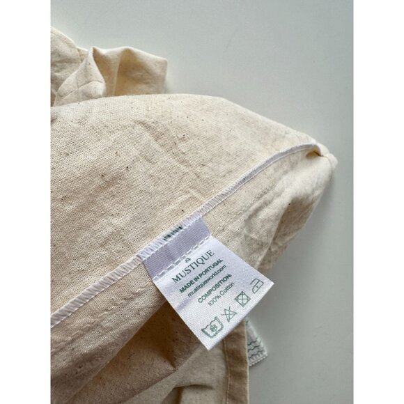 MUSTIQUE Ivory 100% Cotton Canvas Short Sleeve Bowling Camp Shirt, Size M - Picture 9 of 10